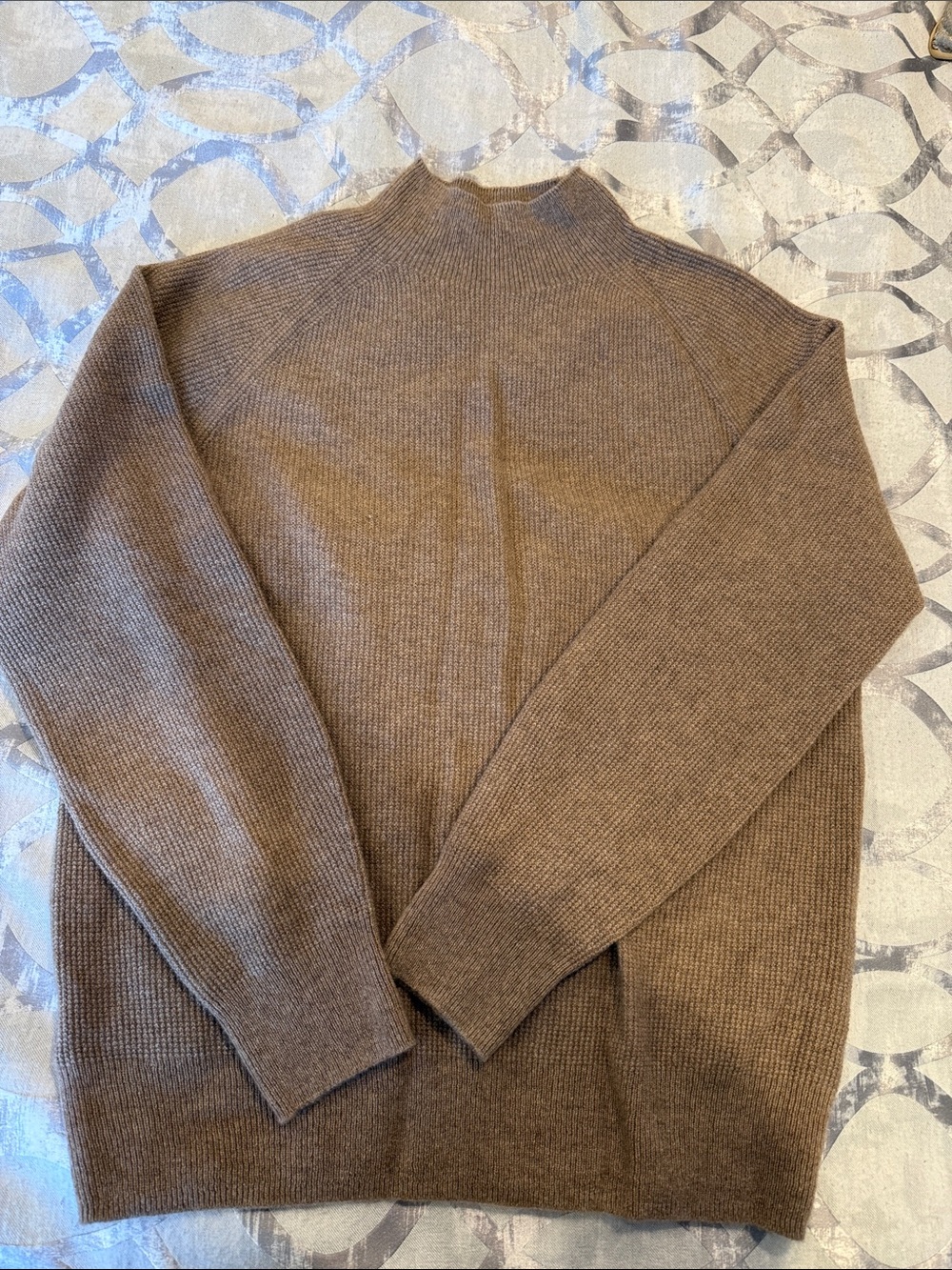 Women’s Brown Knit Mock Neck cashmere Sweater